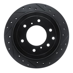 Mitsubishi Montero Brake Rotor (1) - Rear Right - R1 Concepts - Drilled & Slotted - Black - `08-`14